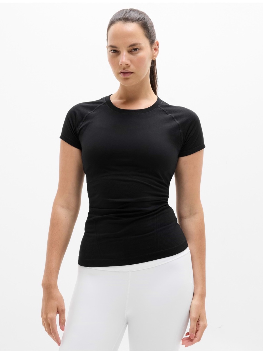 NWT Athleta Momentum Seamless Black Tee Size 1X